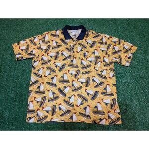 Bullock & Jones Sailboat Print Polo Shirt Made in Italy Nautical‎ Mens L